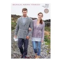 Hayfield Ladies & Mens Jackets Bonus Knitting Pattern 7053 Aran