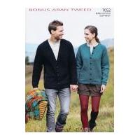 hayfield ladies mens cardigans bonus knitting pattern 7052 aran