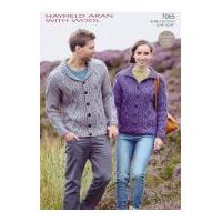 Hayfield Ladies & Mens Cardigans With Wool Knitting Pattern 7065 Aran