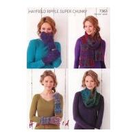 Hayfield Ladies Accessories Ripple Knitting Pattern 7363 Super Chunky