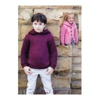 Hayfield Childrens Cardigan & Hoodie With Wool Knitting Pattern 2414 Chunky