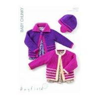Hayfield Baby Cardigans & Hat Knitting Pattern 4407 Chunky