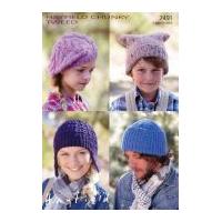 Hayfield Family Hats Knitting Pattern 7491 Chunky