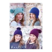 hayfield ladies hats with wool knitting pattern 7380 chunky