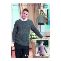 Hayfield Men & Boys Sweaters & Hat Bonus Knitting Pattern 9803 Aran