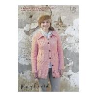 hayfield ladies coat with wool knitting pattern 7153 chunky