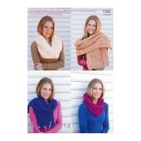 Hayfield Ladies Scarves & Snood With Wool Knitting Pattern 7383 Super Chunky
