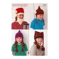 Hayfield Family Novelty Hats With Wool Knitting Pattern 7366 DK