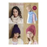 Hayfield Ladies & Girls Hats, Snood & Scarf Bonus Knitting Pattern 7725 Super Chunky