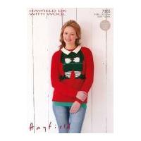 hayfield ladies christmas sweater with wool knitting pattern 7365 dk