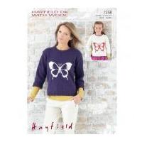 Hayfield Ladies & Girls Picture Sweaters With Wool Knitting Pattern 7258 DK