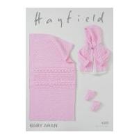 Hayfield Baby Jacket, Booties & Blanket Knitting Pattern 4680 Aran
