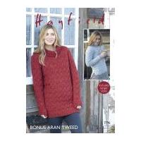 Hayfield Ladies Sweater & Sweater Dress Knitting Pattern 7796 Aran