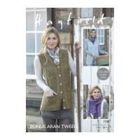 Hayfield Ladies Waistcoats & Scarf Knitting Pattern 7797 Aran