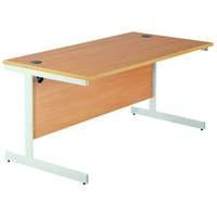 Hawk Rectangular Workstation 1600mm White Leg Light Walnut