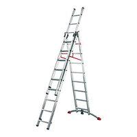 Hailo Profi-lot 2 x 9 + 1 x 8 Combination Ladder with Unique Curved Level Bar