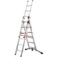Hailo Profi-lot 2 x 6 + 1 x 5 Combination Ladder with Unique Curved Level Bar