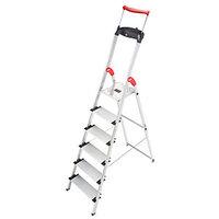 Hailo Xxr 6 Tread Step Ladder with Extra Wide Tread and Extending Hand Rail