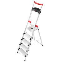 Hailo Xxr 5 Tread Step Ladder with Extra Wide Tread and Extending Hand Rail