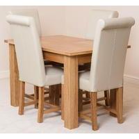 Hampton 120cm - 160cm Extension Dining Table & 4 Ivory Washington Leather Chairs
