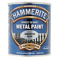 hammerite metal paint smooth silver 750ml