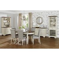 Hampstead Soft Grey and Walnut Extension Dining Table & 6 or 8 Upholstered Rollback Dining Chairs (Table & 8 Chairs)