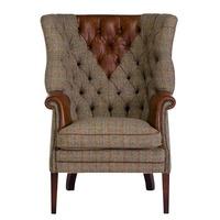 Harris Tweed Mackenzie Chair, Fabric and Leather