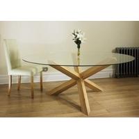 havana glass round table on an oak pedestal 4 46 5 and 6 4ft 6 table