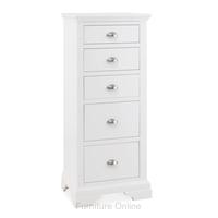 Hampstead White 5 Drawer Tall Chest