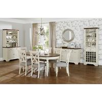 Hampstead Soft Grey and Walnut Extension Dining Table & 4-6 X-Back Dining Chairs - Olive Grey Seats (Table & 6 Chairs)