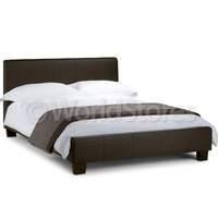 hamburg brown faux leather bed frame double hamburg brown faux leather ...
