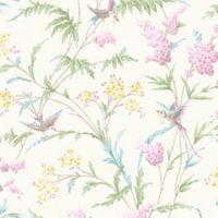 hailey cream pink floral birds glitter highlight wallpaper