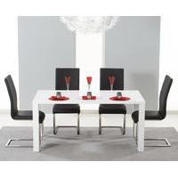 Hampstead 120cm White High Gloss Dining Table with Black Malaga Chairs