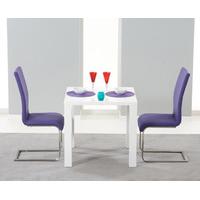 Hampstead 80cm White High Gloss Dining Table with Purple Malaga Chairs