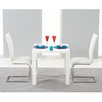 Hampstead 80cm White High Gloss Dining Table with Ivory-White Malaga Chairs