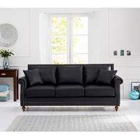 Hampton Black Leather 3 Seater Sofa