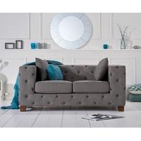 Harper Chesterfield Grey Fabric Two-Seater Sofa
