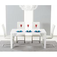 Hampstead 160cm White High Gloss Dining Table with Ivory-White Malaga Chairs