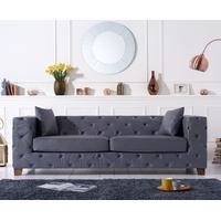Harper Chesterfield Grey Leather Three-Seater Sofa