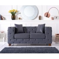 Harper Chesterfield Grey Leather Two-Seater Sofa