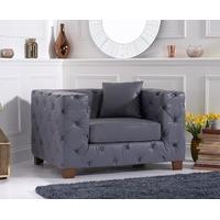 harper chesterfield grey leather armchair