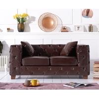 Harper Chesterfield Brown Leather Two-Seater Sofa