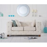 harper chesterfield ivory fabric two seater sofa