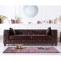Harper Chesterfield Brown Leather Three-Seater Sofa