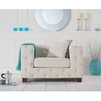 harper chesterfield ivory fabric armchair