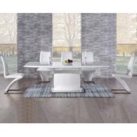 hailey 160cm white high gloss extending dining table with hampstead z  ...