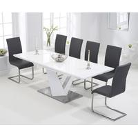 Harmony 160cm White High Gloss Extending Dining Table with Malaga Chairs