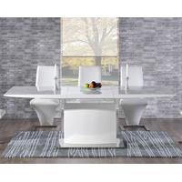 Hailey 160cm White High Gloss Extending Dining Table with Hampstead Z Chairs