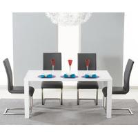 hampstead 120cm white high gloss dining table with malaga chairs