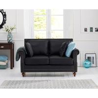 hampton black leather 2 seater sofa